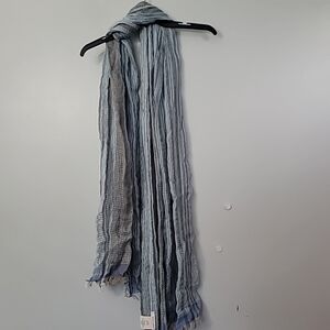 SASSO + SMYTH  Linen  Blend With Fringe-Trim Scarf